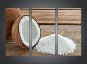 Quadro Decorativo Frutas Coco Cozinha Restaurantes Gourmet Com 3 peças Com Moldura