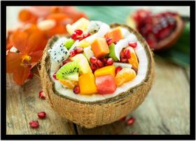 Quadro Decorativo Frutas Coco Nutrição Gourmet Culinária Cozinha Restaurantes Com Moldura RC046