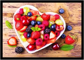 Quadro Decorativo Frutas Coração Nutrição Gourmet Culinária Cozinha Restaurantes Com Moldura RC045