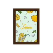 Quadro Decorativo Frutas Limão Moldura Marrom 33x43cm