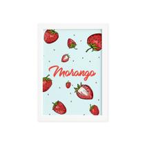 Quadro Decorativo Frutas Morangos Moldura Branca 22x32cm Quadro Decorativo Frutas Morangos Moldura Branca 22x32cm
