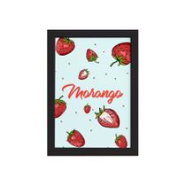 Quadro Decorativo Frutas Morangos Moldura Preta 33x43cm