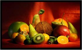 Quadro Decorativo Frutas Nutrição Cesto Fruteira Lojas Escritório Cozinha Sala Com Moldura RC026
