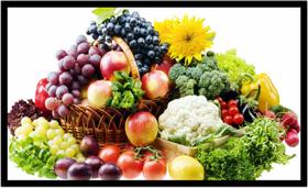 Quadro Decorativo Frutas Nutrição Vegetais Cesto Fruteira Lojas Cozinha Sala Com Moldura RC010