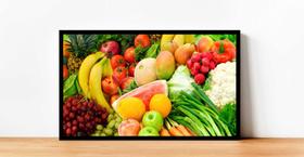 Quadro Decorativo Frutas Nutrição Vegetais Fruteira Lojas Cozinha Sala Com Moldura RC007