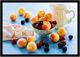 Quadro Decorativo Frutas Pêssego Amora Gourmet Cozinha Restaurantes Com Moldura RC024