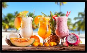 Quadro Decorativo Frutas Sucos Taças Canudos Copo Lanchonetes Lojas Cozinha Sala Com Moldura RC017 Quadro Decorativo Frutas Sucos Taças Canudos Copo Lanchonetes Lojas Cozinha Sala Com Moldura RC017