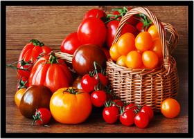 Quadro Decorativo Frutas Tomates Cesto Gourmet Culinária Cozinha Restaurantes Com Moldura RC017
