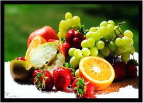 Quadro Decorativo Frutas Uvas Laranja Gourmet Culinária Cozinha Restaurantes Com Moldura RC014