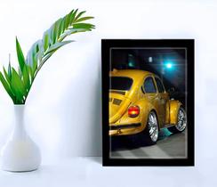 Quadro Decorativo Fusca Dourado Sala Escritório + Vidro A4 Quadro Decorativo Fusca Dourado Sala Escritório + Vidro A4