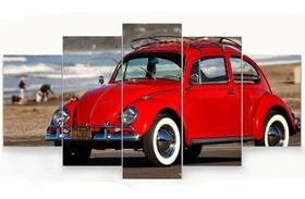 Quadro Decorativo Fusca Vermelho Retro Para Sala Quarto Escritorio Kit 5 peças Mosaico Decoração Quadro Decorativo Fusca Vermelho Retro Para Sala Quarto Escritorio Kit 5 peças Mosaico Decoração
