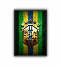 Quadro Decorativo Futebol Brasileira Moldura Preta