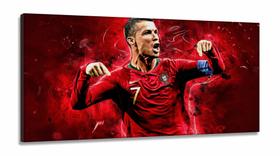 Quadro Decorativo Futebol Cristiano Ronaldo130x60 em Tecido Canvas
