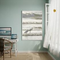 Quadro Decorativo Gaivotas Pescando-70x50cm Cor:Moldura Branca Quadro Decorativo Gaivotas Pescando-70x50cm Cor:Moldura Branca