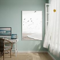 Quadro Decorativo Gaivotas Voando No Céu-70x50cm Cor:Moldura Branca Quadro Decorativo Gaivotas Voando No Céu-70x50cm Cor:Moldura Branca