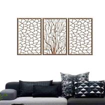 Quadro Decorativo Galhos Geométrico 6Mm Vazado - Mdf/Cru