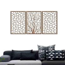 Quadro Decorativo Galhos Geométrico 6Mm Vazado - Mdf/Cru