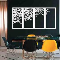 Quadro Decorativo Galhos Secos Branco 6Mm Vazado - Mdf