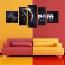 Quadro Decorativo Game Mass Effect Mosaico 5 Peças Salas Quartos TT1 - Vital