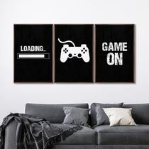 Quadro Decorativo Game On com 3 Telas de Parede para Sala Quarto Escritório 60cm X 90cm Com Vidro Quadro Decorativo Game On com 3 Telas de Parede para Sala Quarto Escritório 60cm X 90cm Com Vidro