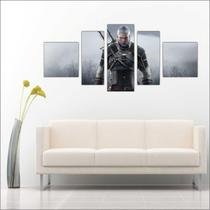 Quadro Decorativo Game The Witcher Mosaico 5 Peças Salas Quartos TT5