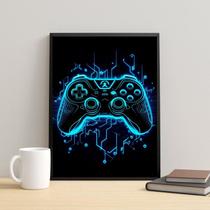 Quadro Decorativo Gamer Azul Neon 24x18cm