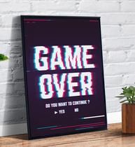 Quadro Decorativo Gamer Game Over Tela Retro Jogo