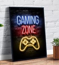 Quadro Decorativo Gamer Gaming Zone Neon Controle - Tribos