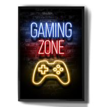 Quadro Decorativo Gamer Gaming Zone Neon Controle