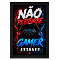 Quadro Decorativo Gamer "Não Perturbe Gamer Jogando" azul