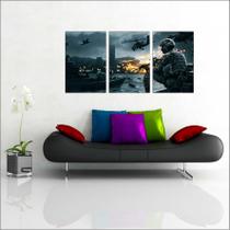 Quadro Decorativo Games Battlefield Jogo Com 3 Peças