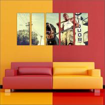 Quadro Decorativo Games Jogos GTA Mosaico Com 5 Peças