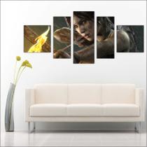 Quadro Decorativo Games Tomb Raider Lara Croft Com 5 Peças