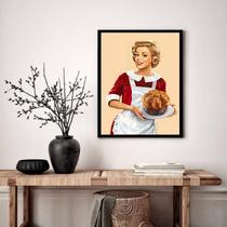 Quadro Decorativo Garçonete Bolo Vintage - 70x50cm