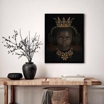 Quadro Decorativo Garotinha Fone Coroa - 70x50cm