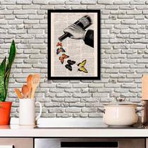 Quadro Decorativo Garrafa de Vinho com Borboletas Quadro Decorativo Garrafa de Vinho com Borboletas