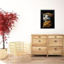 Quadro Decorativo Gatinha Com Brinco De Pérola 45X34Cm Quadro Decorativo Gatinha Com Brinco De Pérola 45X34Cm