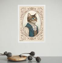 Quadro Decorativo Gatinho Clássico Vintage 45x34cm - com vidro