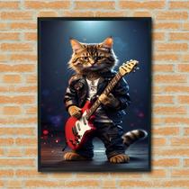 Quadro Decorativo Gatinho Roqueiro Guitarra - 70x50cm Quadro Decorativo Gatinho Roqueiro Guitarra - 70x50cm