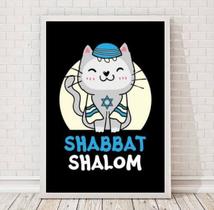 Quadro Decorativo Gatinho ShabbatShalom 24x18cm - com vidro