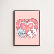 Quadro Decorativo Gatinhos Te Amo 33x24cm - com vidro