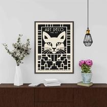 Quadro Decorativo Gato - Art Deco 33X24Cm - Com Vidro