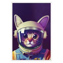 Quadro Decorativo Gato Astronauta Moldura Cx Alta 40x60