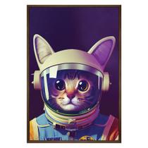 Quadro Decorativo Gato Astronauta Moldura Cx Alta 40x60