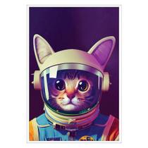 Quadro Decorativo Gato Astronauta Moldura Cx Alta 40x60 Titulo Moldura Branca