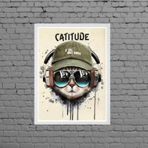 Quadro Decorativo Gato Catitude 33X24Cm - Com Vidro