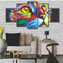 Quadro Decorativo Gato Colorido Mosaico Ambiente Decor