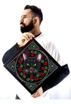 Quadro Decorativo Gato De Bruxa Arte Wicca Forma Geométrica