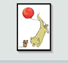 Quadro Decorativo Gato e Rato Desenho Cartoon com Moldura E Acetato Tamanho A3 Quadro Decorativo Gato e Rato Desenho Cartoon com Moldura E Acetato Tamanho A3
