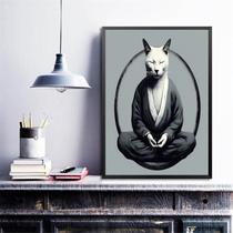 Quadro Decorativo Gato Fazendo Yoga 24x18cm - com vidro